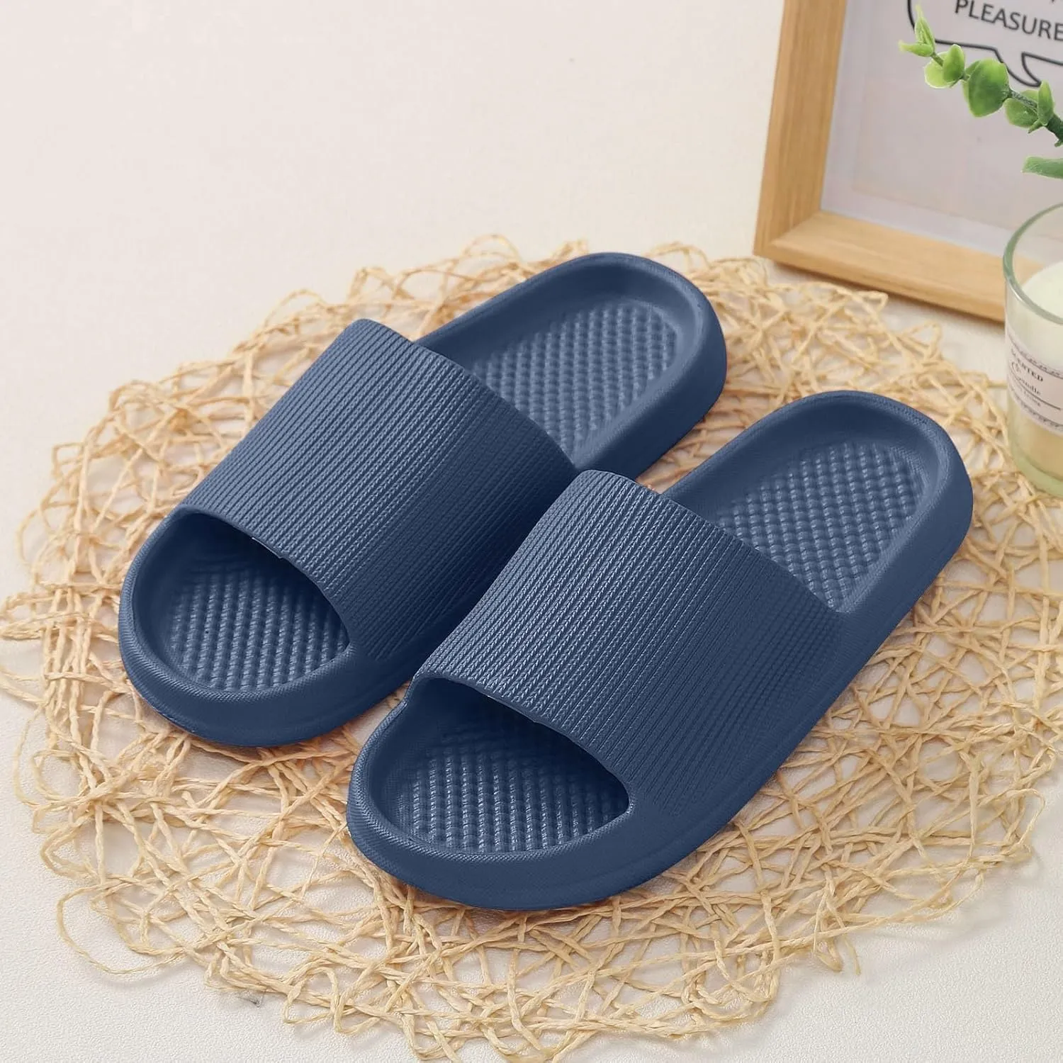 Men And Women Home Slippers Soft Flat Soled Non Slip Bathroom Sandals Memory Foam Pillow Slippers Beach Slides