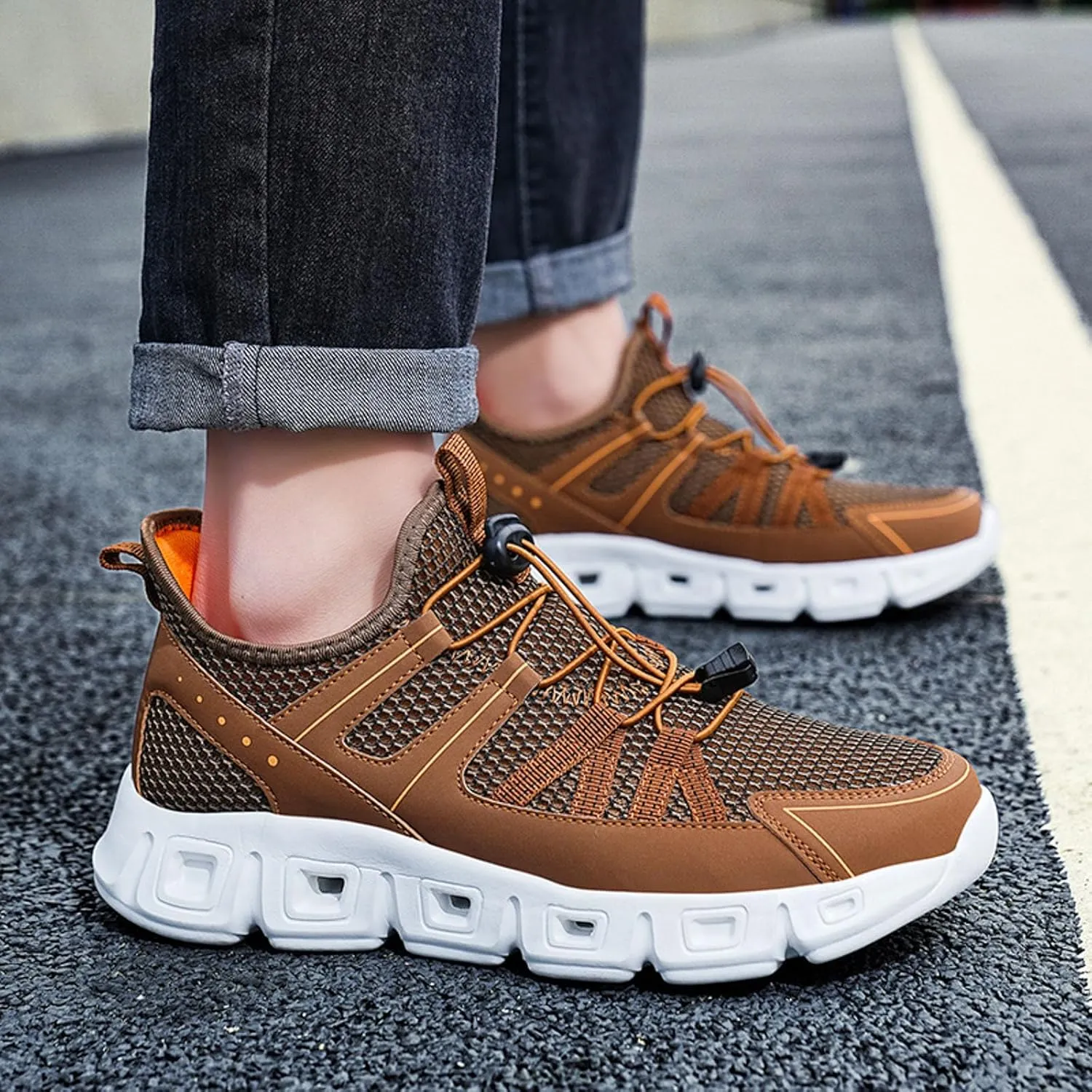 Men Sports Shoes Fashionable New Pattern Simple Pure Color Mesh Breathable Flat Bottom Elastic Air 1 '07 Mens Sneaker Men Sho