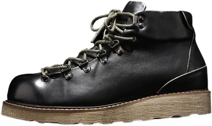 Men's Boots Retro Work Boots High Top Versatile British Low Heel Non-slip Genuine Leather Lining Comfortable Lining Warm Leather Shoes