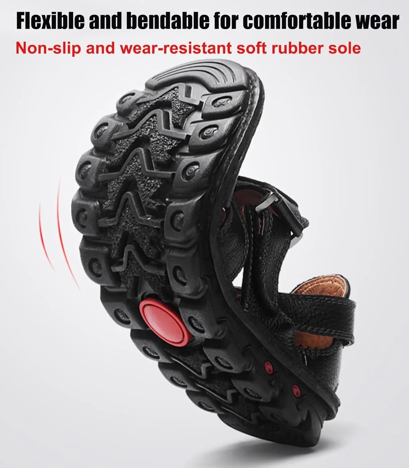 Mens Casual Walking Sandals Closed Toe Sports Outdoor Leather Sandals Summer Sandals for Hiking Trekking Driving Beach Shoes Waterproof