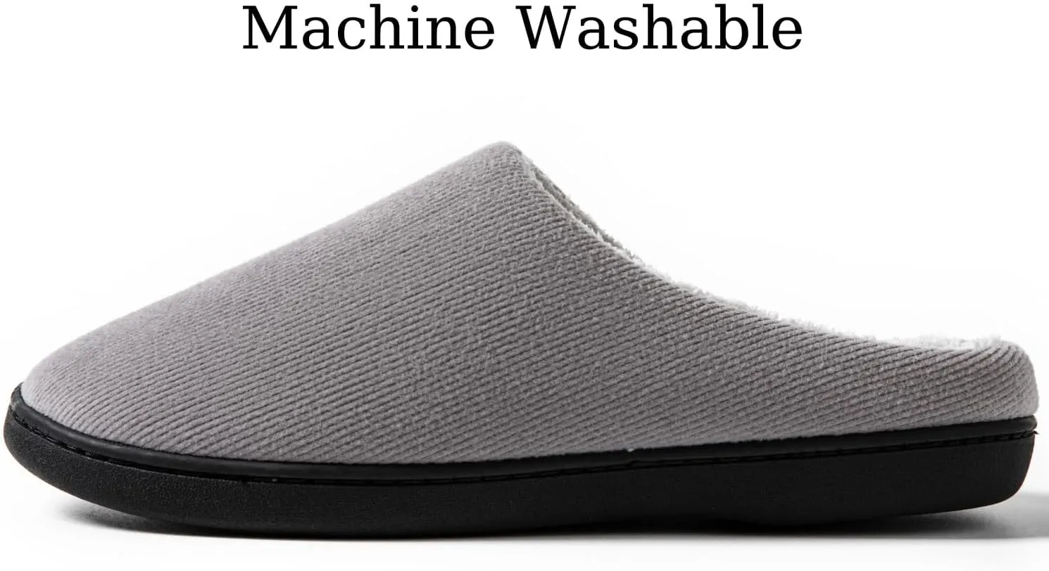 Mens Indoor Slippers Memory Foam Cozy Slip Home Shoes Flats Breathable Lightweight Washable Non Skid Rubber Soles