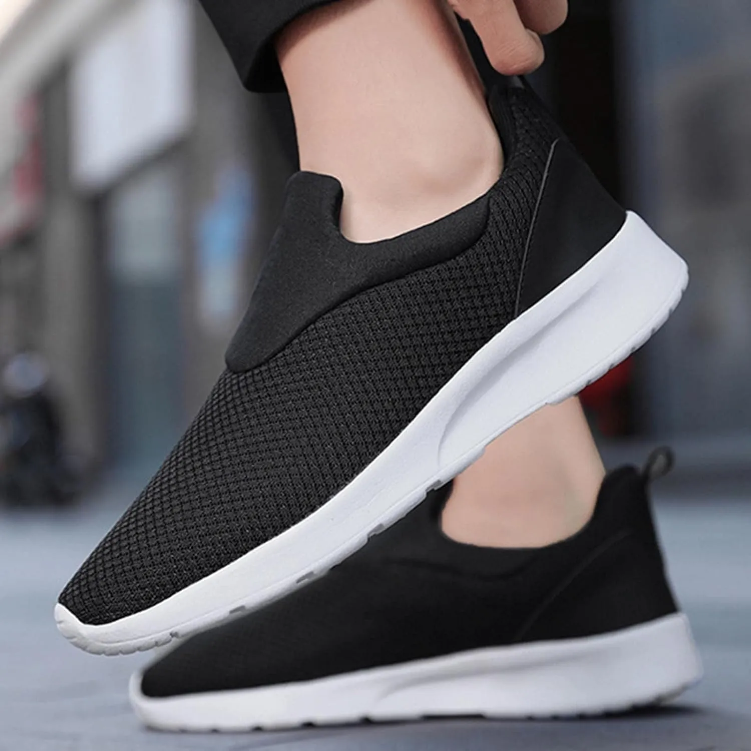 Men's Running Shoes Casual Slip on Walking Tennis Gym Sneakers Lightweight Breathable Mesh Workout Sports Sneakers