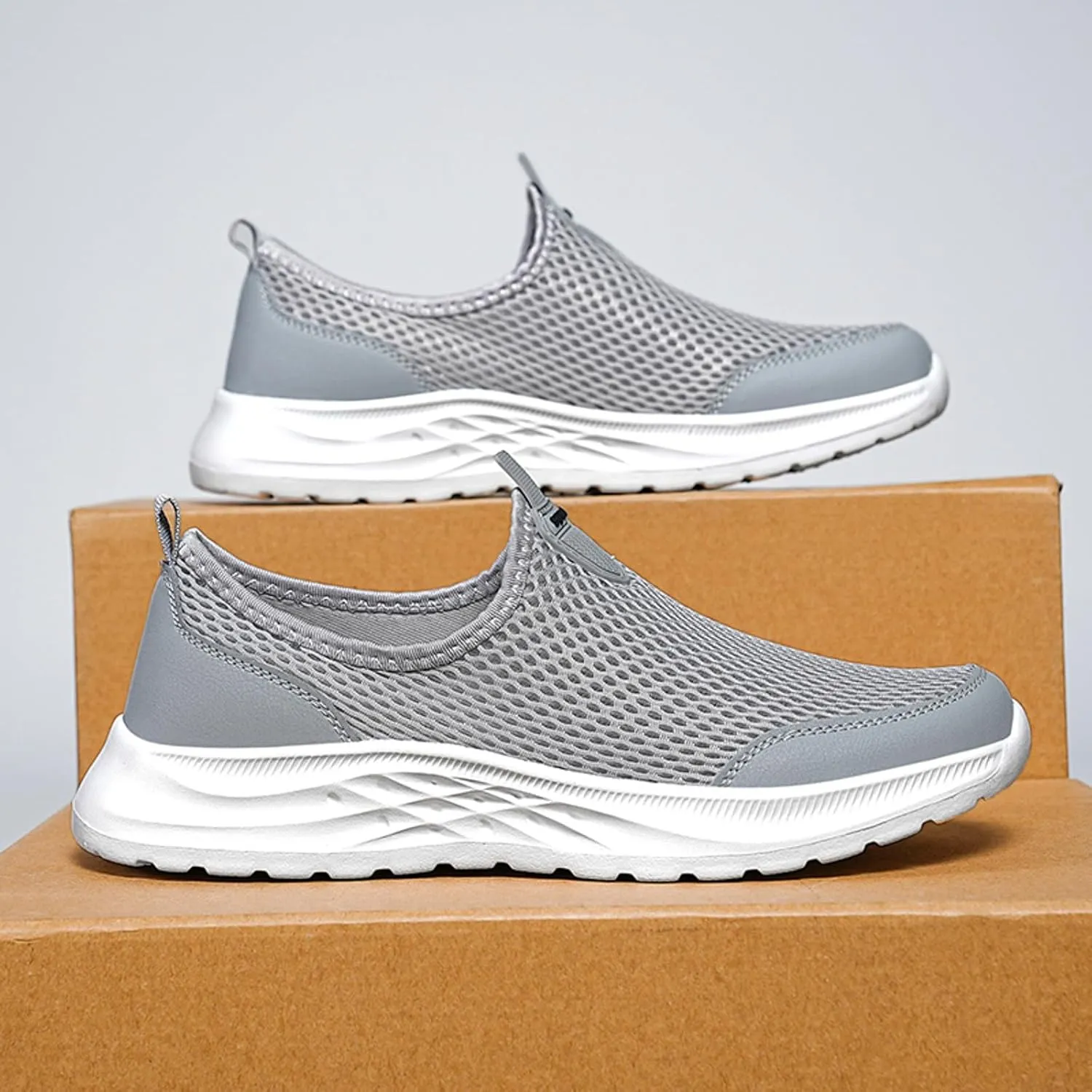 Mens Slip On Walking Shoes Lightweight Breathable Non Slip Running Shoes Comfortable Fashion Sneakers for Men