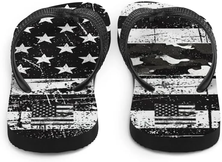 Men's Urban Black American Flag Flip Flops - Stylish Casual Summer Beach Sandals