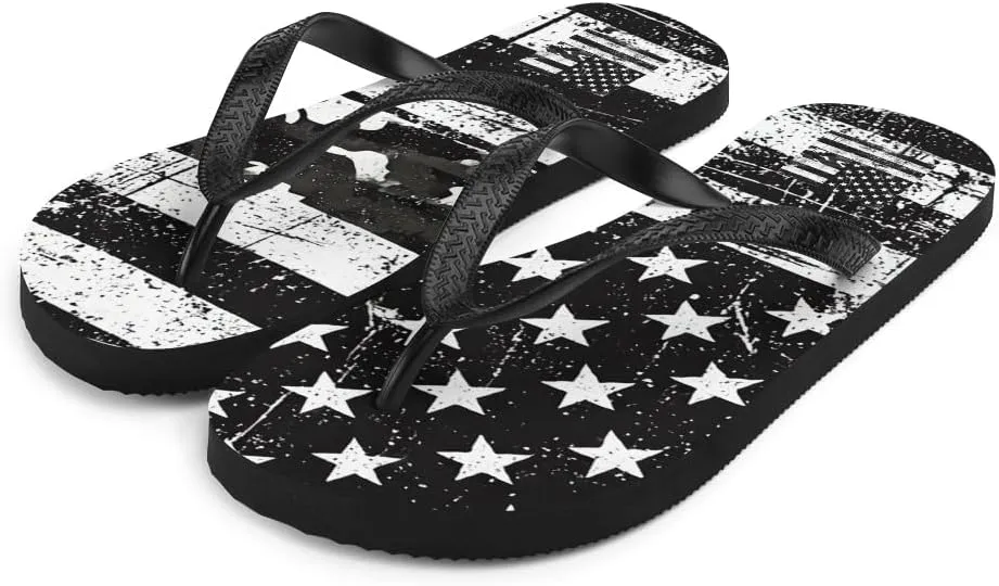 Men's Urban Black American Flag Flip Flops - Stylish Casual Summer Beach Sandals