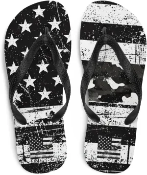 Men's Urban Black American Flag Flip Flops - Stylish Casual Summer Beach Sandals