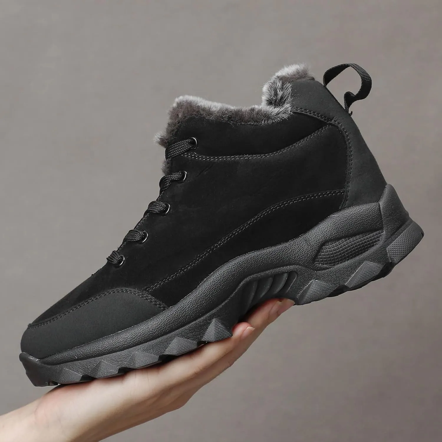 Men's Work Boots Composite Toe Hiking Sneakers with Warm Fur Lining Women's Workout Shoes Comfortable Waterproof Work Shoes Non-Slip Hike Grounded Footwear