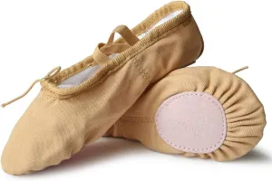 Nexete Women Canvas Ballet Dance Shoes Yoga Gymnastics Leather Split-Sole Slipper Flate Shoes for Women
