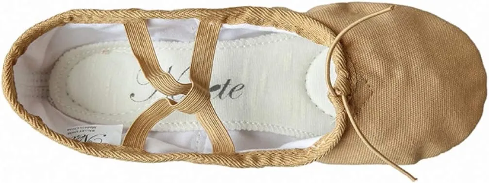 Nexete Women Canvas Ballet Dance Shoes Yoga Gymnastics Leather Split-Sole Slipper Flate Shoes for Women