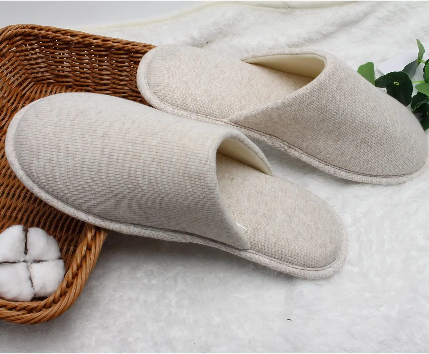 ofoot Womens Indoor Memory Foam Cotton Scuff Slippers Slip On Summer House Shoes Flats Breathable Lightweight Washable Non Skid Rubber Soles