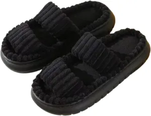 Plush Slippers for Women Double-band Thick-soled Fuzzy Simple Slippers Open Toe Cozy Fluffy Indoor Home Slipper
