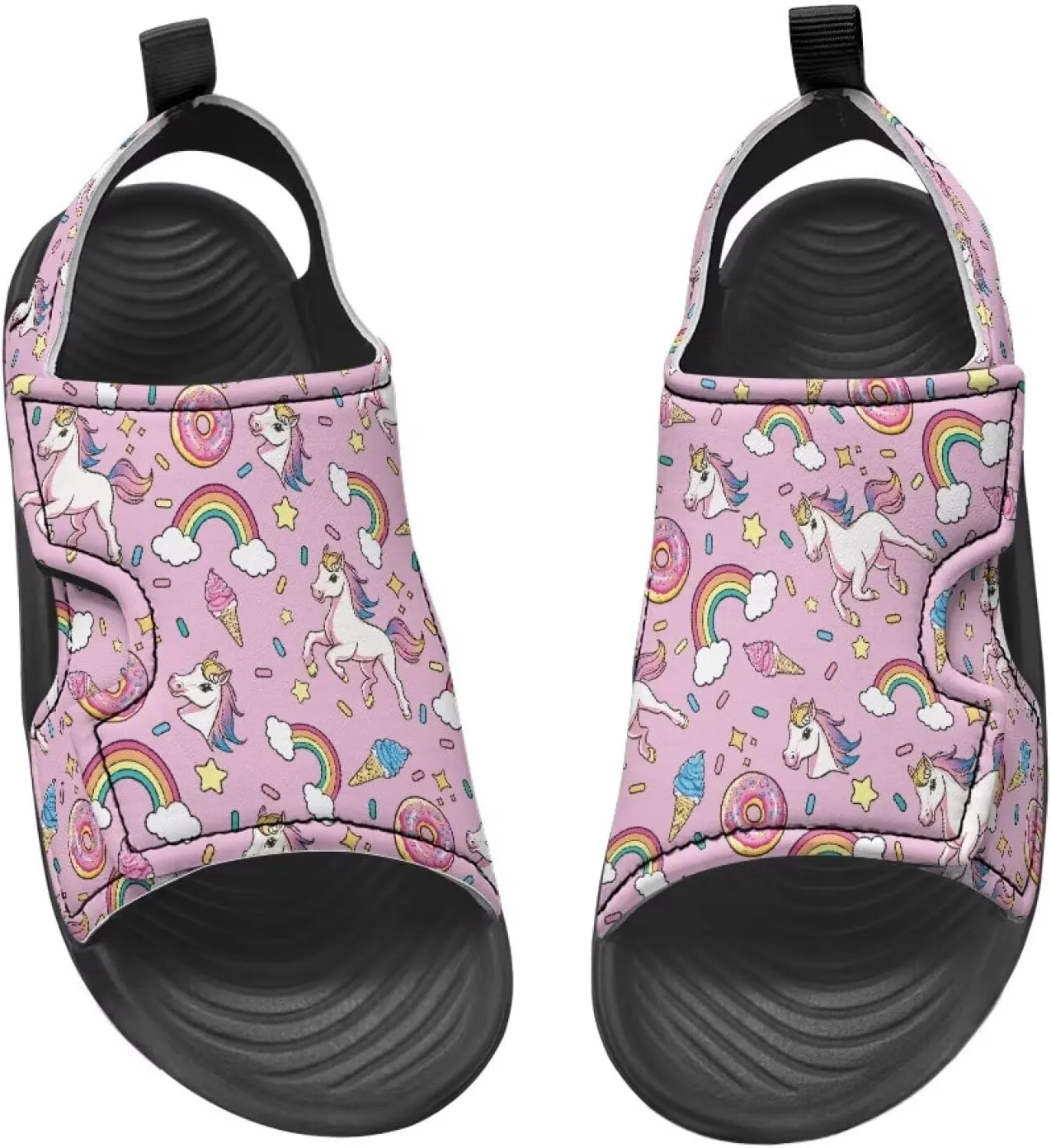 Print Sandals for Toddler Girls with Hook and Loop Design, Breathable, Non-Slip, Easy On/Off, for Daily Wear