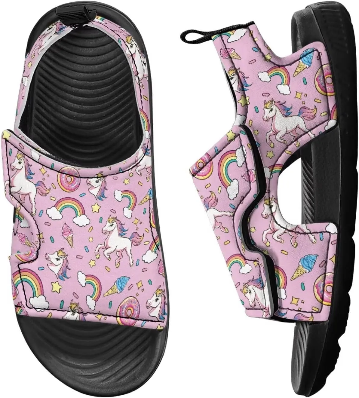 Print Sandals for Toddler Girls with Hook and Loop Design, Breathable, Non-Slip, Easy On/Off, for Daily Wear