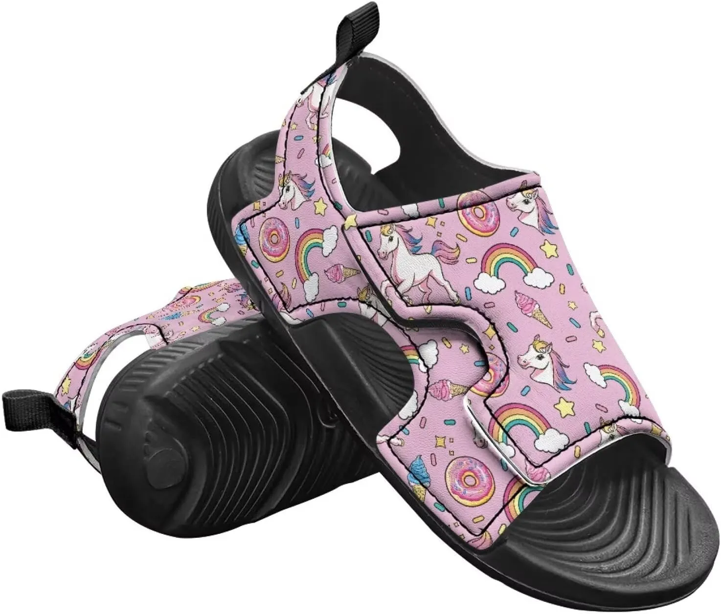 Print Sandals for Toddler Girls with Hook and Loop Design, Breathable, Non-Slip, Easy On/Off, for Daily Wear