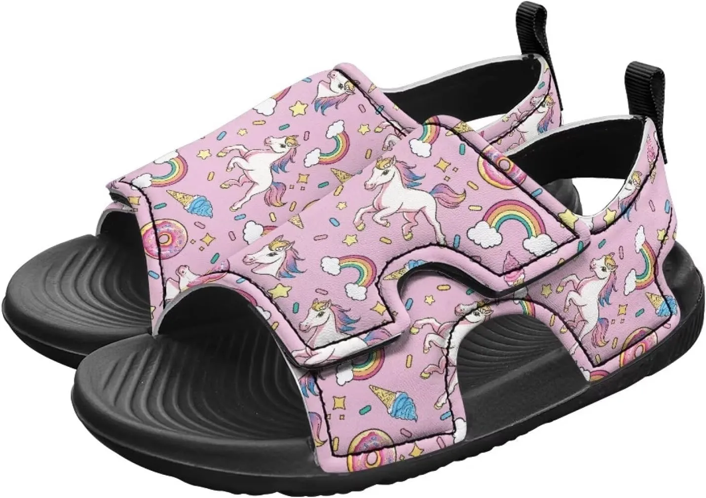 Print Sandals for Toddler Girls with Hook and Loop Design, Breathable, Non-Slip, Easy On/Off, for Daily Wear