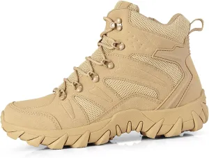 Renyqatt Men's Tactical Boots Hiking Work Boots 6 Inches Lightweight Military Boots Breathable Desert Boots
