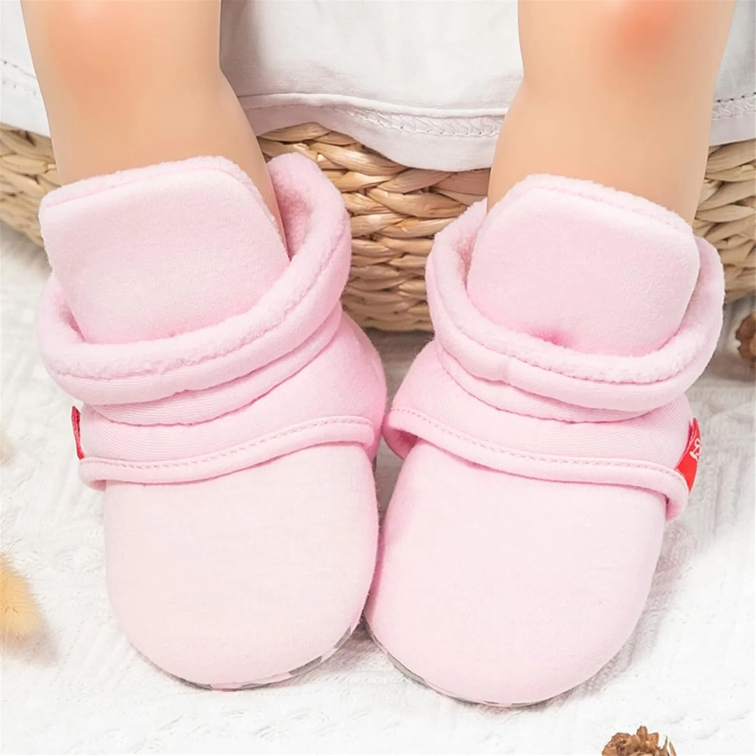 RVROVIC Baby Boys Girls Cozy Fleece Boots with Non Skid Bottom Warm Winter Socks Slippers