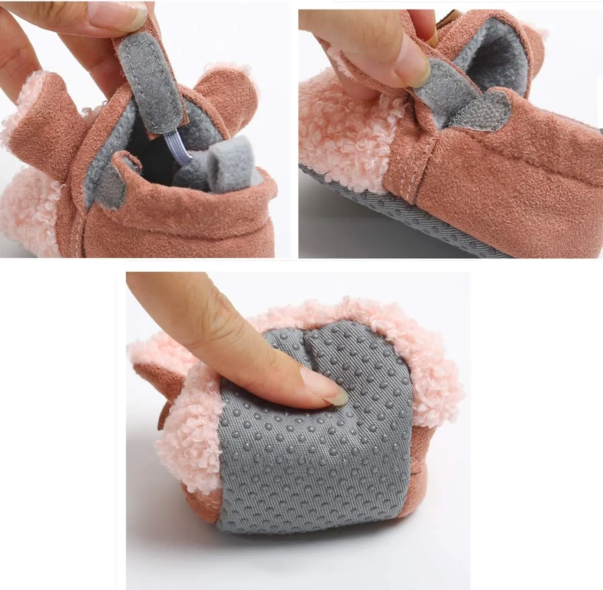 RVROVIC Baby Boys Girls Cozy Fleece Boots with Non Skid Bottom Warm Winter Socks Slippers
