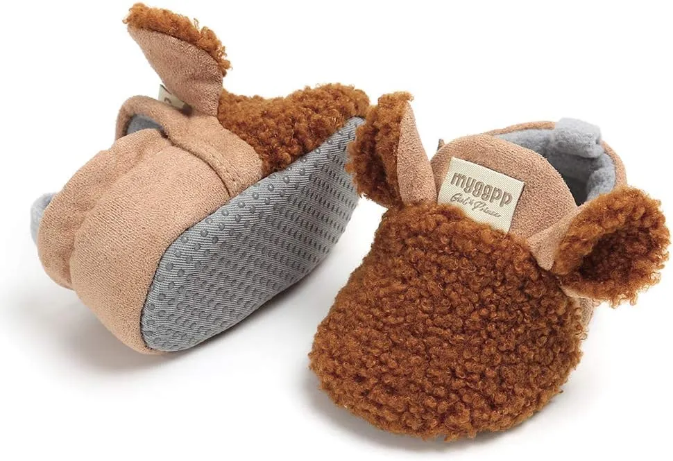 RVROVIC Baby Boys Girls Cozy Fleece Boots with Non Skid Bottom Warm Winter Socks Slippers