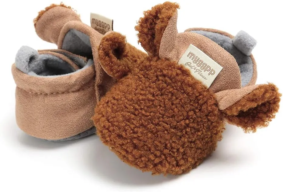 RVROVIC Baby Boys Girls Cozy Fleece Boots with Non Skid Bottom Warm Winter Socks Slippers