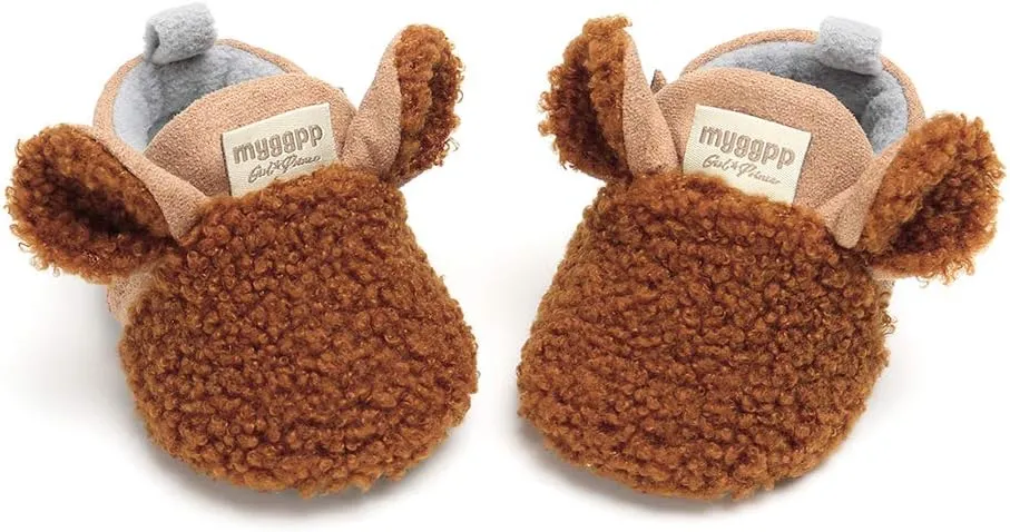 RVROVIC Baby Boys Girls Cozy Fleece Boots with Non Skid Bottom Warm Winter Socks Slippers