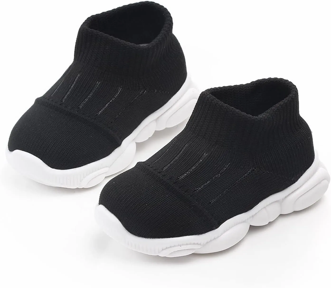 sfdgfhyf Toddler Cute Sneakers Boys and Girls Spring Children's Shoes Fly Weaving Mesh Shoes Breathable Non (Black, 5 Infant)