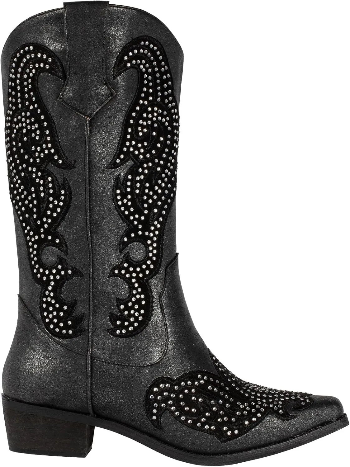 SheSole Women's Rhinestone Cowgirl Boots Sparkly Black Cowboy Boots Diamond Upper Bling Glitter for Party Wedding