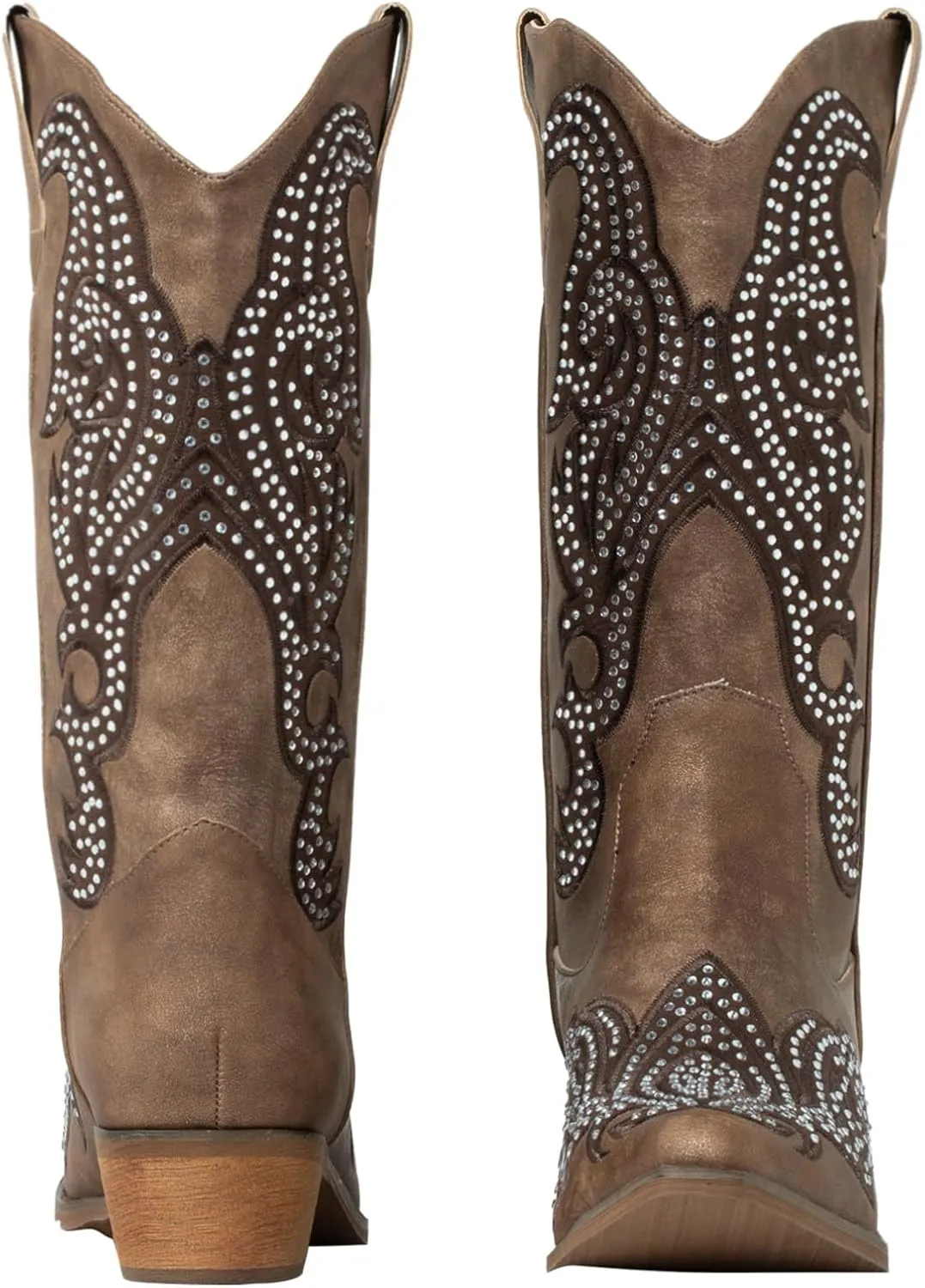 SheSole Women's Rhinestone Cowgirl Boots Sparkly Black Cowboy Boots Diamond Upper Bling Glitter for Party Wedding