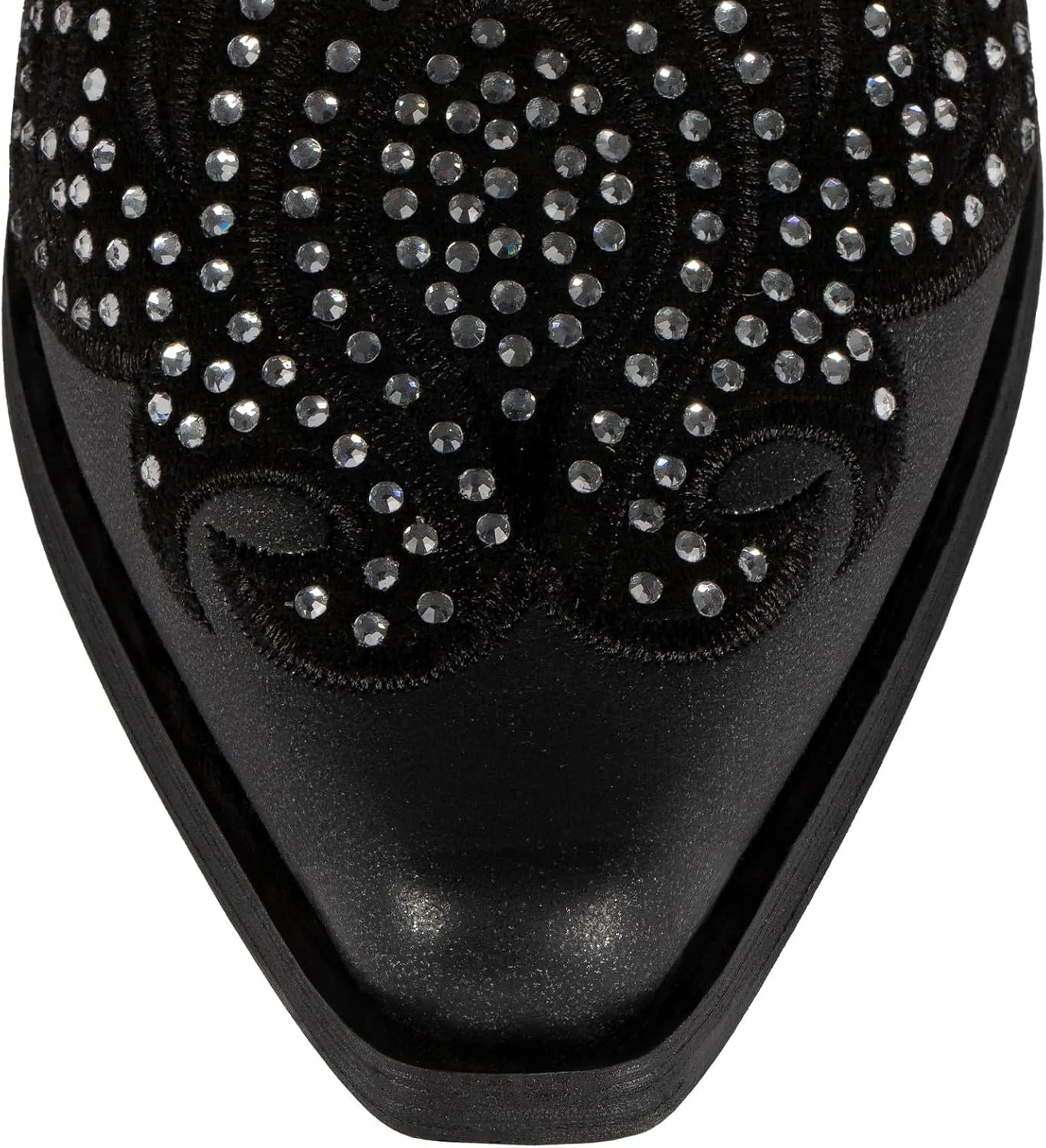 SheSole Women's Rhinestone Cowgirl Boots Sparkly Black Cowboy Boots Diamond Upper Bling Glitter for Party Wedding