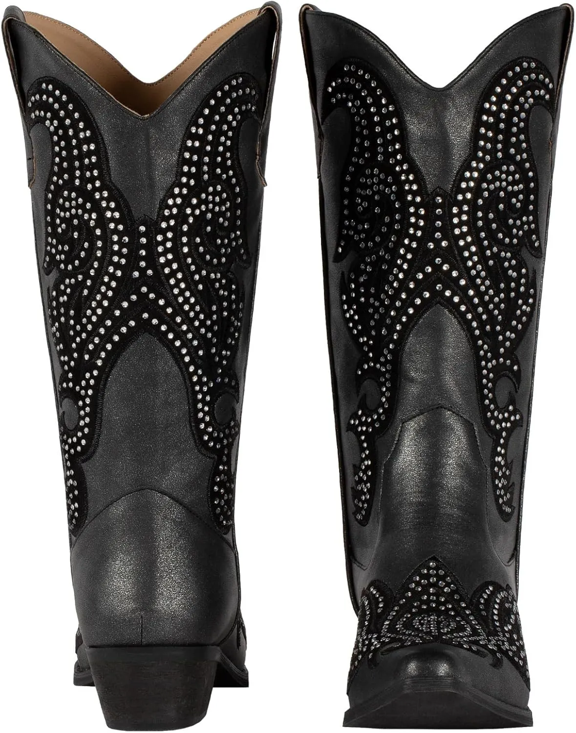 SheSole Women's Rhinestone Cowgirl Boots Sparkly Black Cowboy Boots Diamond Upper Bling Glitter for Party Wedding