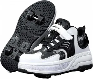 Shoes with Wheelsfor Boys Girls,Retractable Technical Skateboard Shoes, Sports Shoes,4 Wheels Roller Skates, 2 in 1 Multi-Purpose Children's Shoes Gift -A||32 EU