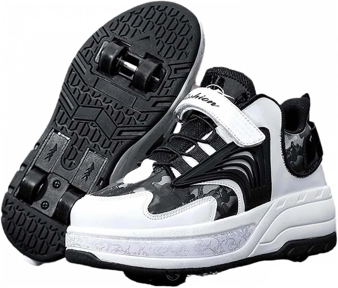 Shoes with Wheelsfor Boys Girls,Retractable Technical Skateboard Shoes, Sports Shoes,4 Wheels Roller Skates, 2 in 1 Multi-Purpose Children's Shoes Gift -A||32 EU