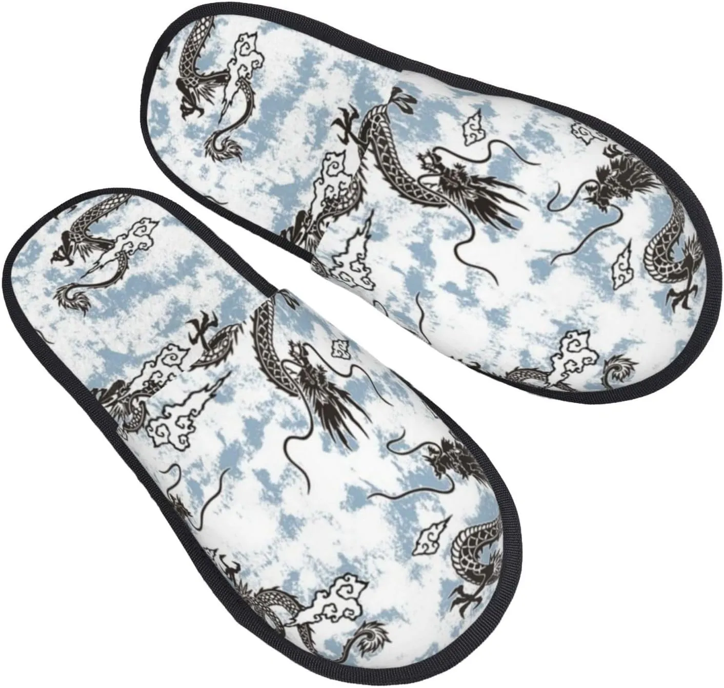 Simple Dragon Pattern Winter Furry Slippers Warm Cozy Indoor Shoes House Slippers For Men Women