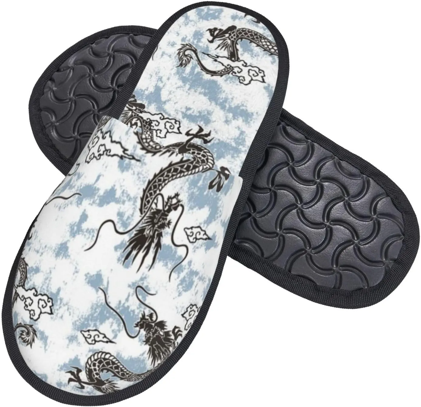 Simple Dragon Pattern Winter Furry Slippers Warm Cozy Indoor Shoes House Slippers For Men Women