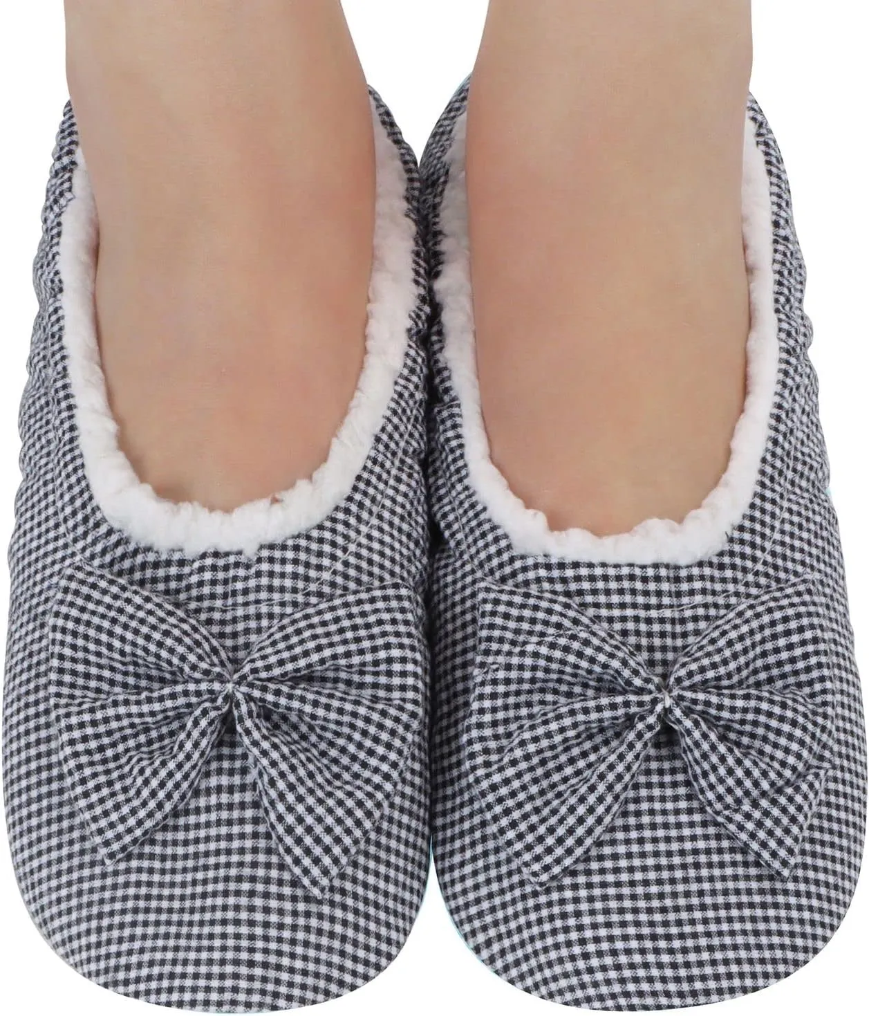 Snoozies Flat Ballet Slippers for Women Indoor, Lightweight and Soft Sherpa-Lined Slipper Socks Non-Skid, Ladies Gifts