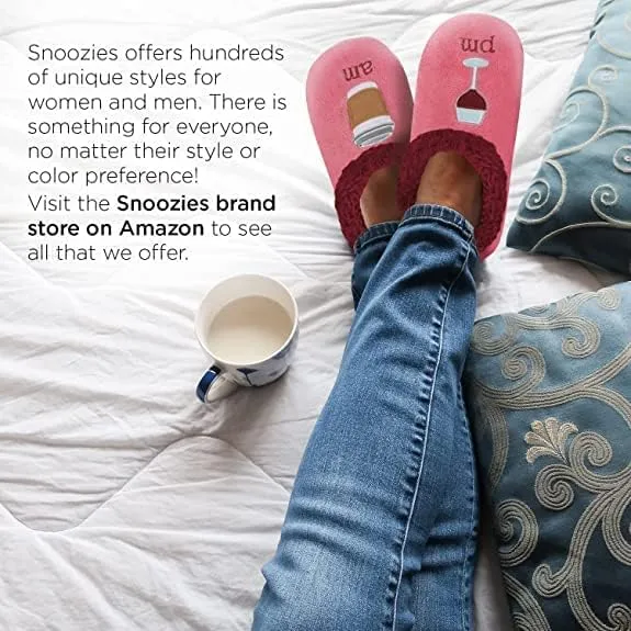 Snoozies Flat Ballet Slippers for Women Indoor, Lightweight and Soft Sherpa-Lined Slipper Socks Non-Skid, Ladies Gifts