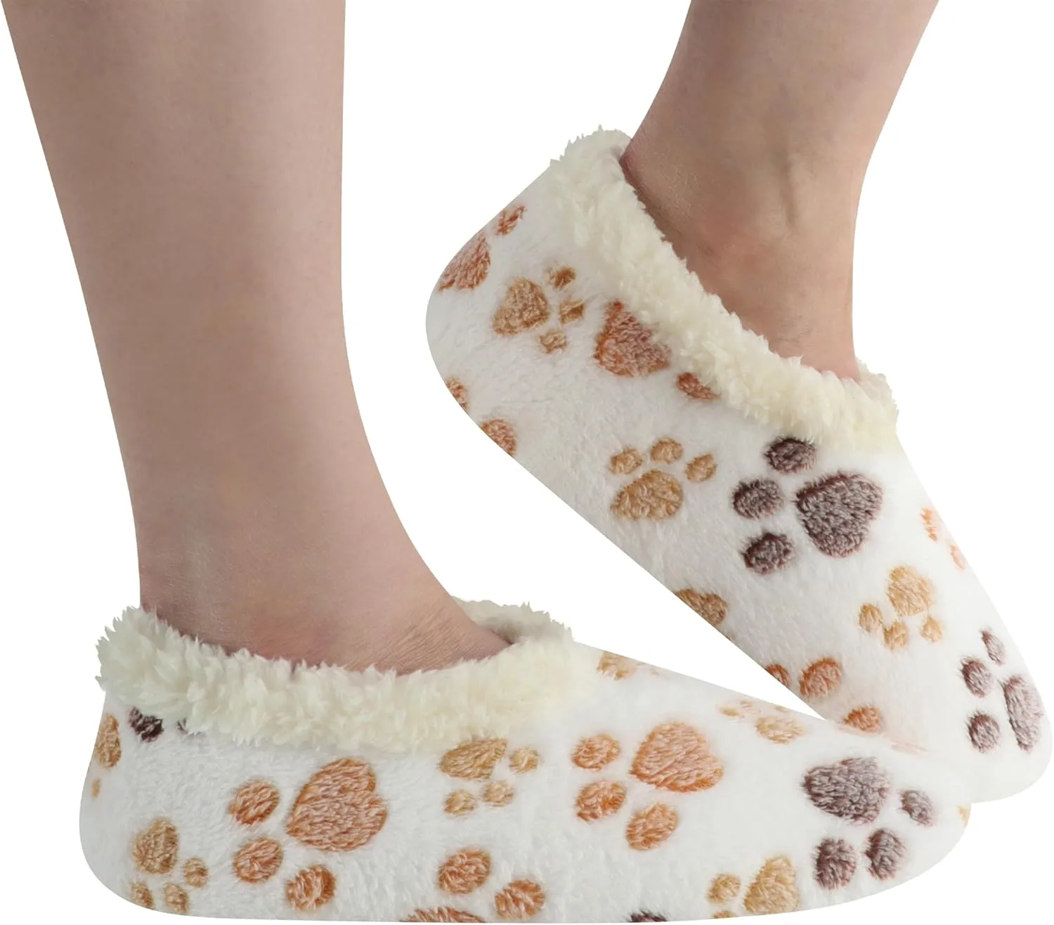 Snoozies Slipper Socks for Women Indoor, Cozy Sherpa-Lined Womens Slippers Non-Skid, Ladies Gifts