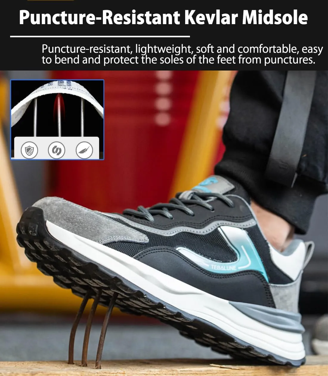 Steel Toe Safety Shoes for Men Non Slip Breathable Industrial Composite Toe Shoes Work Boots
