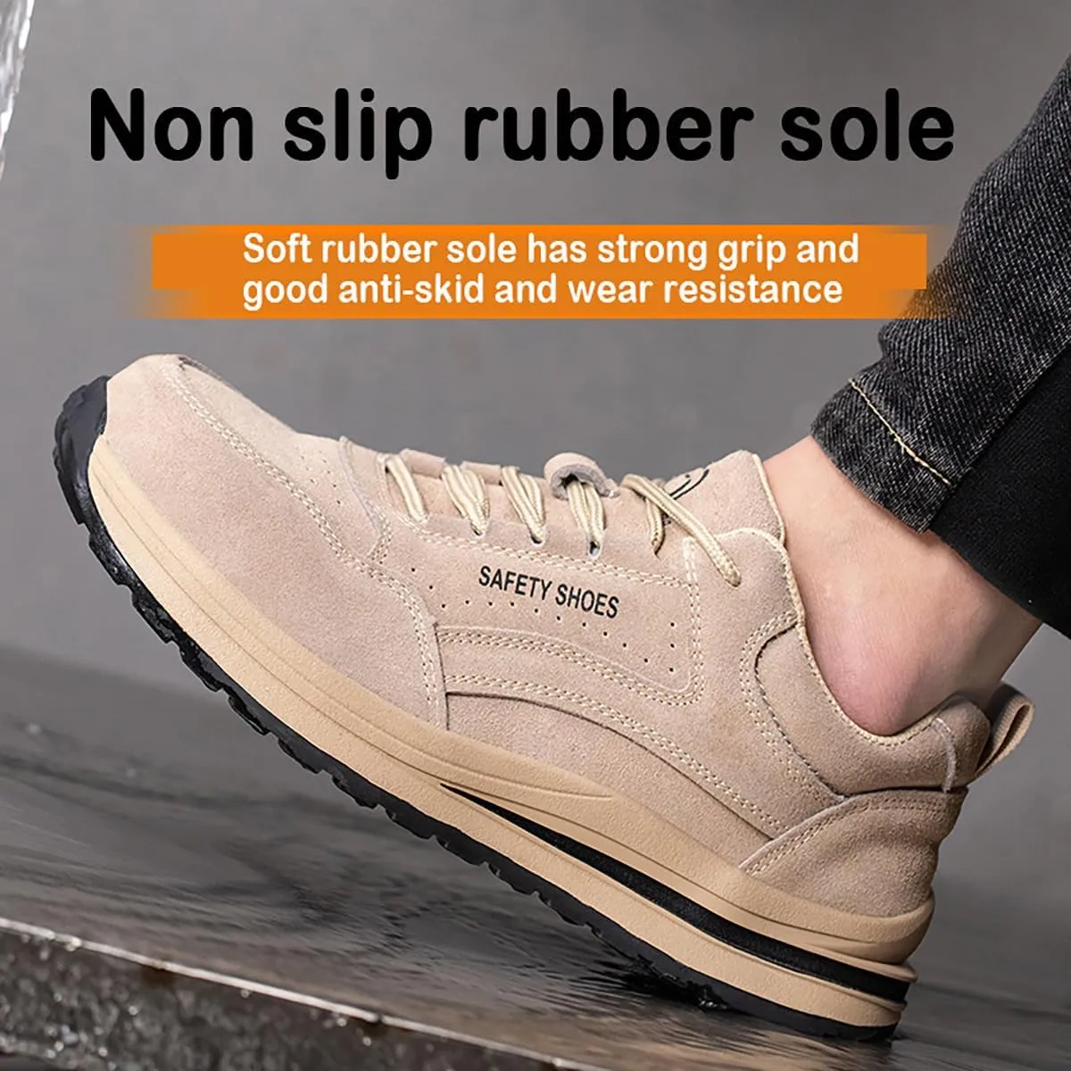 Steel Toe Safety Shoes for Men Non Slip Breathable Industrial Composite Toe Shoes Work Boots