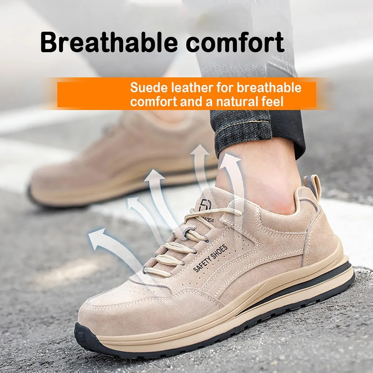Steel Toe Safety Shoes for Men Non Slip Breathable Industrial Composite Toe Shoes Work Boots