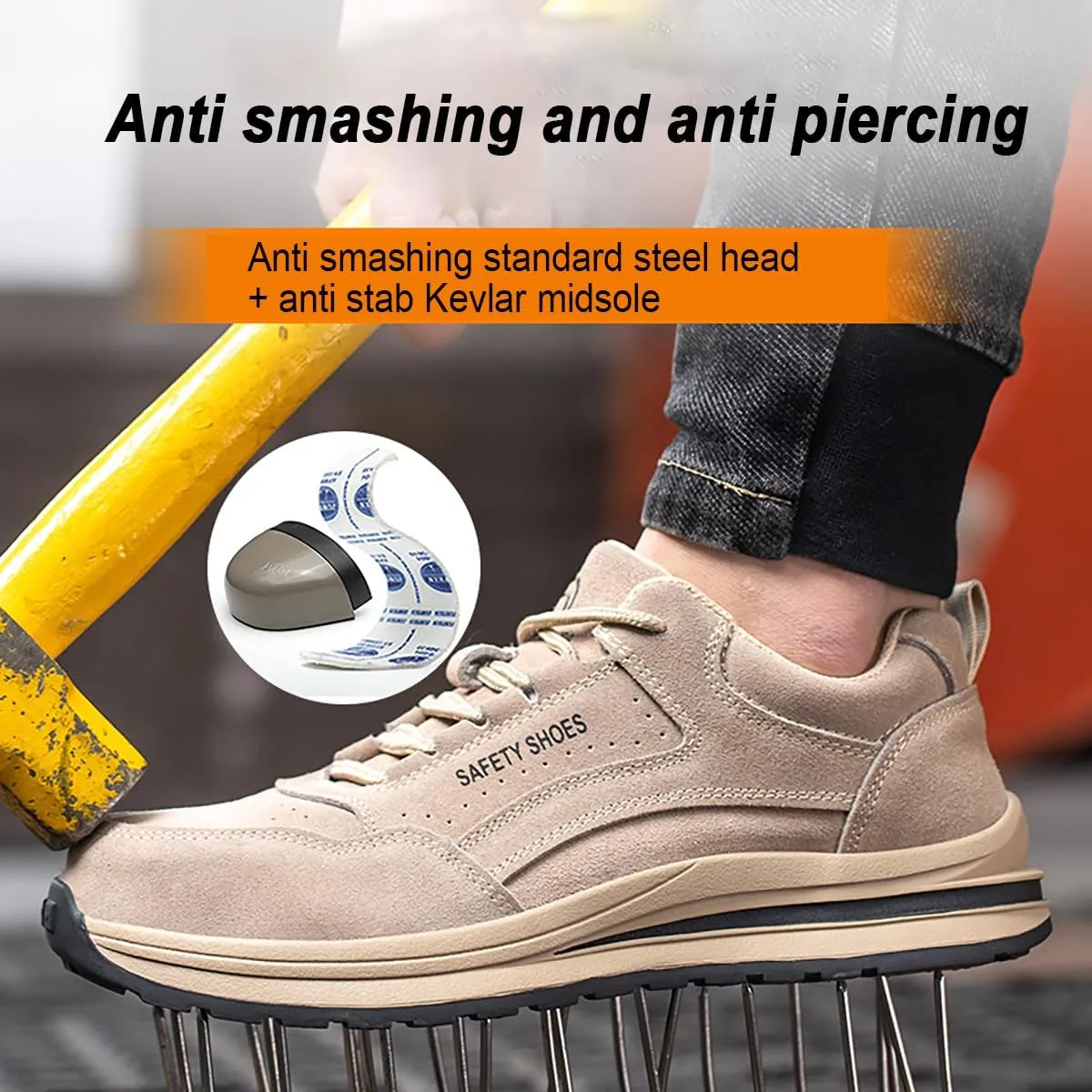Steel Toe Safety Shoes for Men Non Slip Breathable Industrial Composite Toe Shoes Work Boots