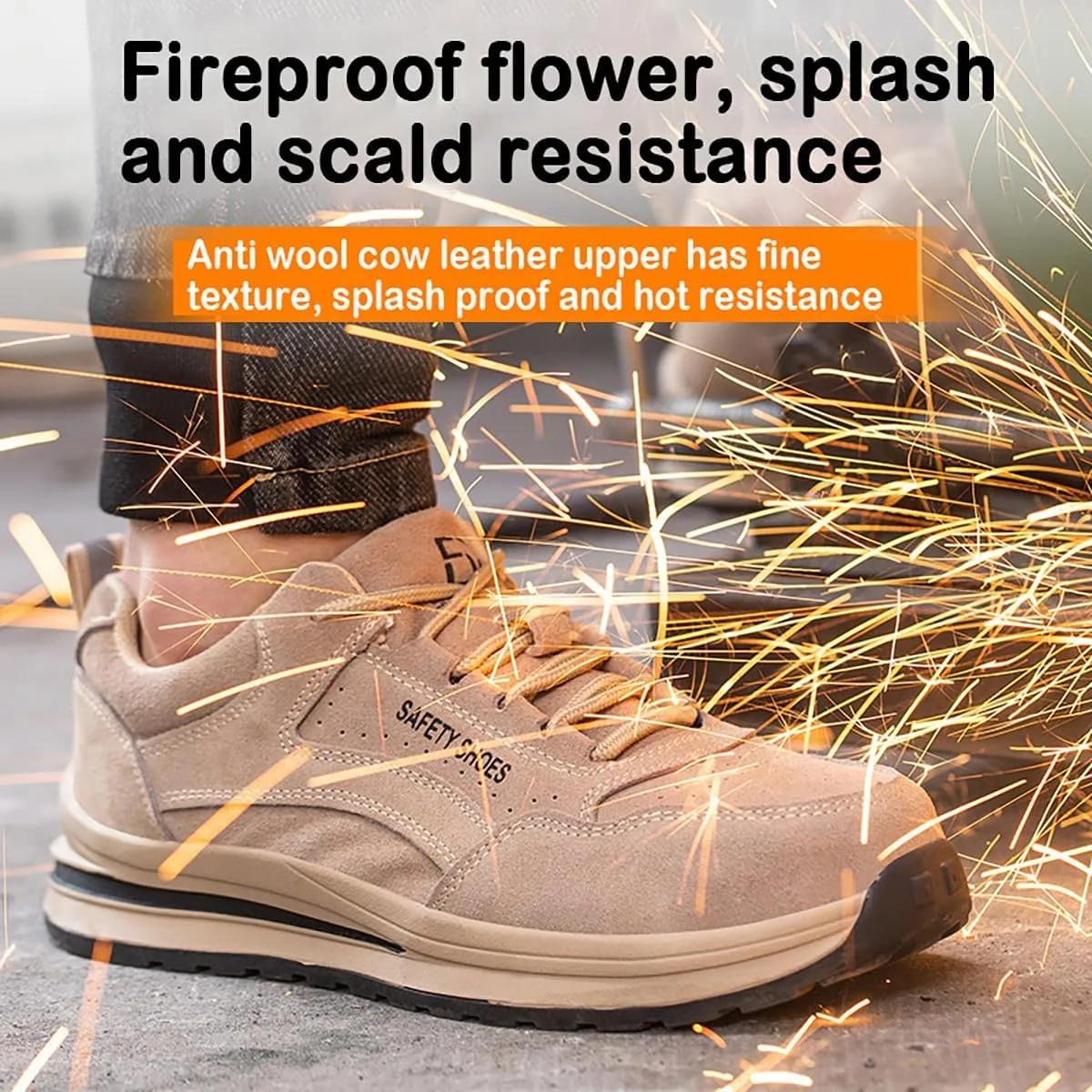 Steel Toe Safety Shoes for Men Non Slip Breathable Industrial Composite Toe Shoes Work Boots