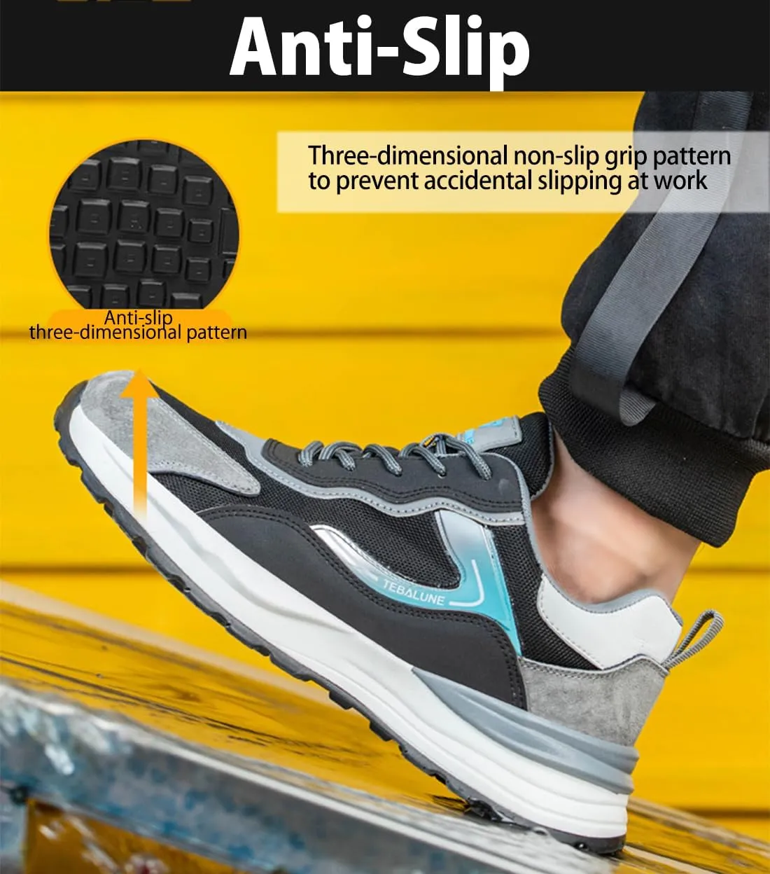 Steel Toe Safety Shoes for Men Non Slip Breathable Industrial Composite Toe Shoes Work Boots