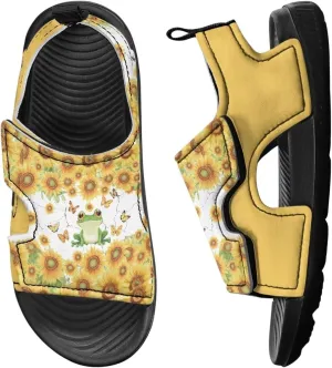 Sunflower Printed Boys' Sandals Hook and Loop Athletic Sandals for (Toddler/Little Kid/Big Kid) for Daily Wear