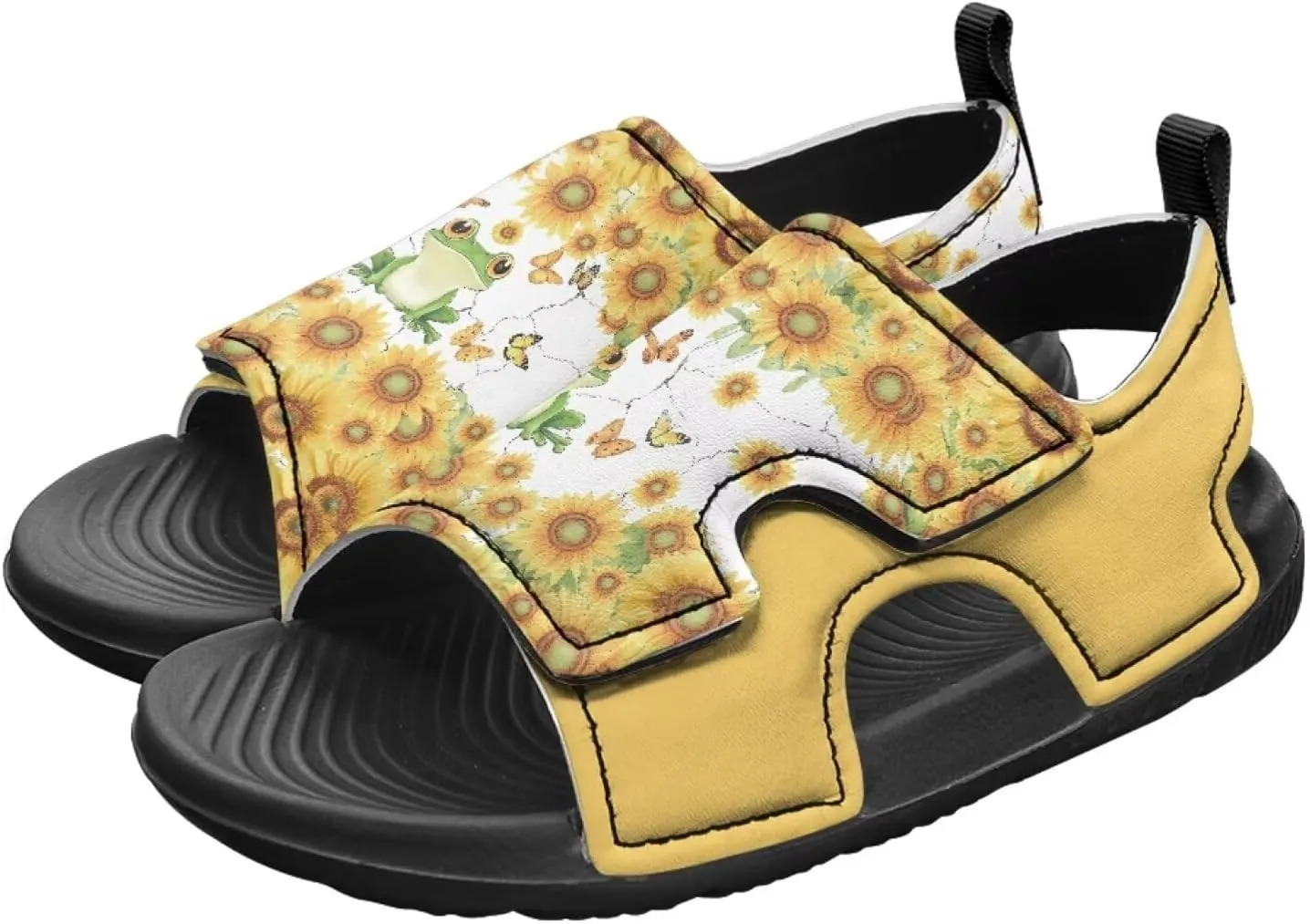 Sunflower Printed Boys' Sandals Hook and Loop Athletic Sandals for (Toddler/Little Kid/Big Kid) for Daily Wear