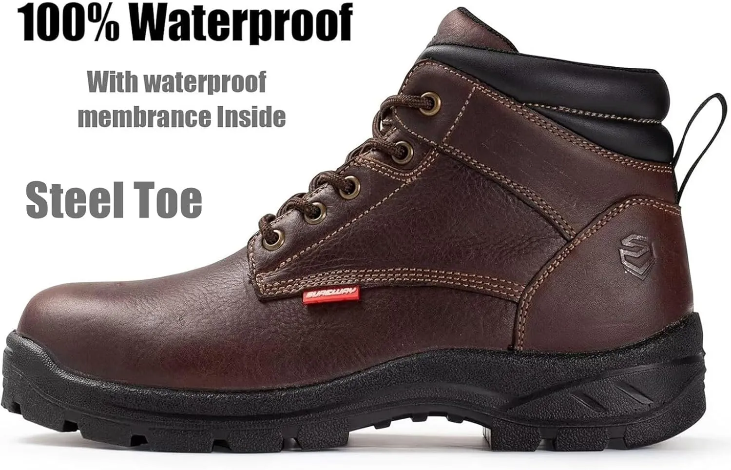 SUREWAY Mens Waterproof Soft/Steel Toe Work Boots/Shoes for Men,Full-Grain Leather,Oil/Slip Resistant,Lightweight,Anti-Fatigue for Standing/Walking All Day Long