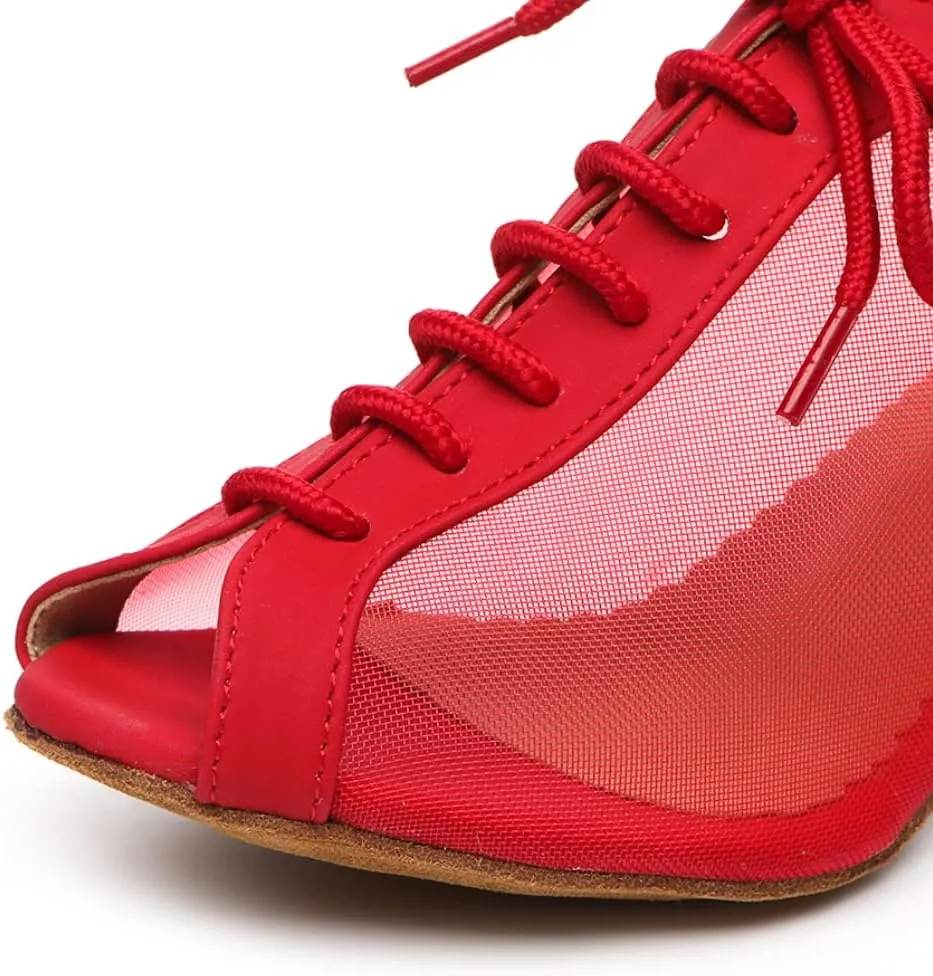 SWDZM Women Ballroom Dance Shoes Salsa Latin Practice Shoes Lace-up Teaching Dance Shoes,Model YCL504