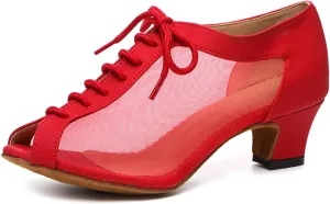 SWDZM Women Ballroom Dance Shoes Salsa Latin Practice Shoes Lace-up Teaching Dance Shoes,Model YCL504
