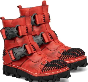 Thick-Soled Short Snow Boots, Short Plush Lining Warm Straight Leather Waterproof Winter Boots Buckle Design Decorative Fashion Boots Retro Outdoor Work Boots