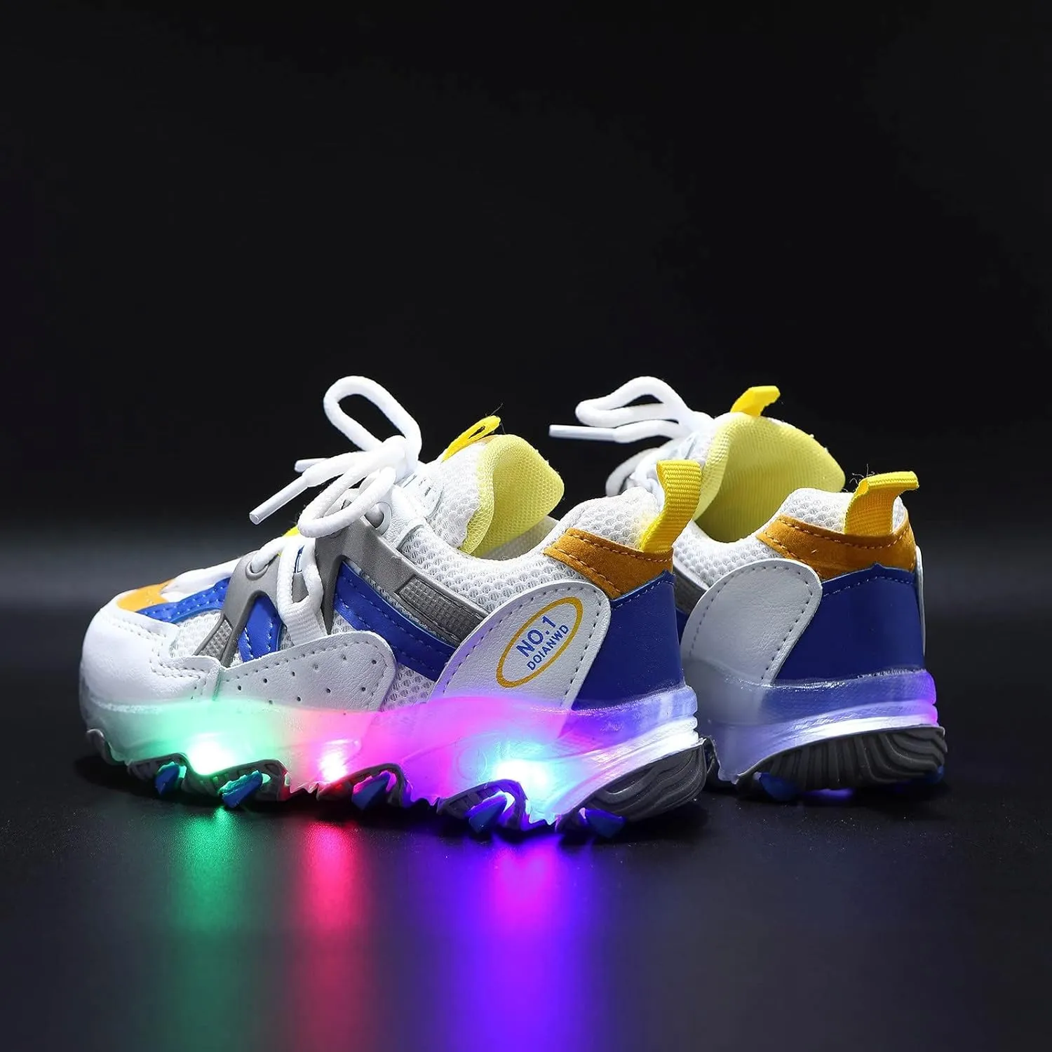 Toddler Boys Girls Light Up Shoes Kids Led Flashing Lightweight Mesh Breathable Running Sneakers with Lace-Up